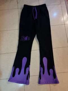 Le4n フレア スウェットパンツ ブラック パープル XSのサムネイル