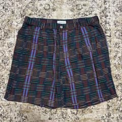 90s IZOD 2タック マドラスチェック ショートパンツ ショーツ　幾何学柄