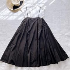 nest Robe シルクコットンジャンパースカート キャミワンピース 黒 F nest Robe シルクコットンジャンパースカート キャミワンピース 黒 F