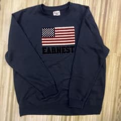 アメリカ国旗刺繍トレーナー スウェット　ネイビーのサムネイル
