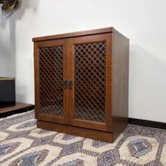 三越ブルージュ キャビネット オーク材 サイドボード ガラス戸 収納