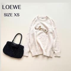 LOEWE ロエベ ビジュー付きロゴニット アイボリー ウール100%　ロゴ刺繍 LOEWE ロエベ ビジュー付きロゴニット アイボリー ウール100% ロゴ刺繍