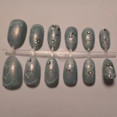 ネイルチップ ハート リボン ブルーのサムネイル