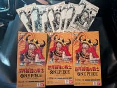 ワンピースカード 世界最強の戦士 BOX3個テープ付き　キャンペーンパック7つ付のサムネイル