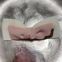 リボンヘアクリップ　ピンクホワイトのサムネイル