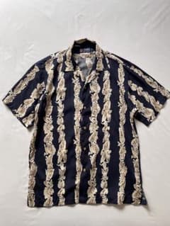 90s CHAPSラルフローレン ボタニカルレイ総柄 レーヨン混 アロハシャツ 