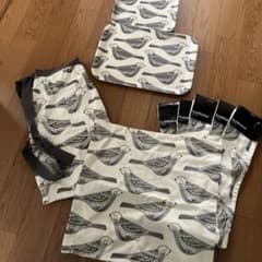 未使用　北欧柄　鳥　トレー　クッションカバー　エプロン　9点セット　ラガハウスのサムネイル