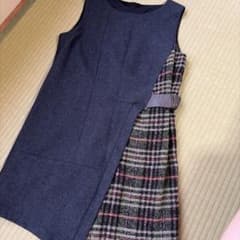 異素材切替 ノースリーブワンピース チェック柄のサムネイル