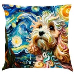トイプードル❣️クッションカバー 犬 ペット 片面プリント ゴッホ風