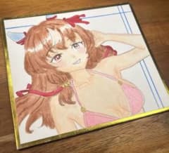 ウマ娘 スティルインラブ ファンアート 色紙 手描きイラスト アナログ