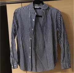 【値下げ】ギンガムチェックシャツ ネイビー le glazikのサムネイル
