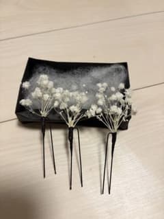 プリザーブドフラワーかすみ草 ヘッドドレス 3本セット ヘアピンのサムネイル