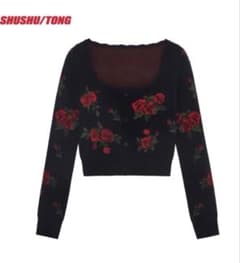 SHUSHU/TONG ウールブラックローズカーディガン SHUSHU/TONG ウールブラックローズカーディガン - メルカリ