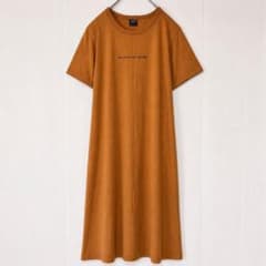 GU 롱 원피스 반소매 디즈니 앨리스 콜라보레이션 갈색 오렌지