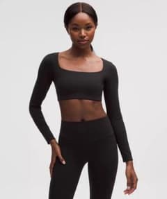 lululemon スクエアネック 長袖 XS Nulu スクープネック 黒 - メルカリ