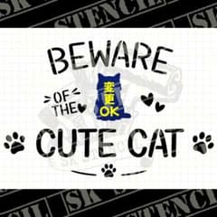 스텐실 시트 CK-10 고양이 CAT 주의 경고 세미오더