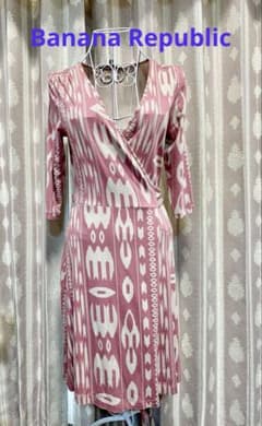 [Banana Republic]ラップワンピース 七分袖ピンク系のサムネイル
