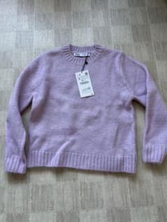 【新品、タグ付き】ZARA リブニット クルーネックセーター パープル S
