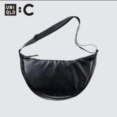 ユニクロ シー uniqlo Cレザータッチラウンドショルダーバッグ　ブラックのサムネイル