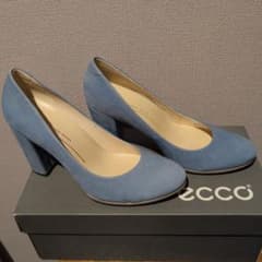 美品　ECCO パンプス ブルー スエード　37　ヒール9cm