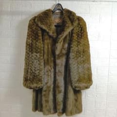 ミンク　セミロング　ブラウン 毛皮ロング　コート　15号　上221 銀座グレース ミンク デザイン セミロング 毛皮ロングコート 上221