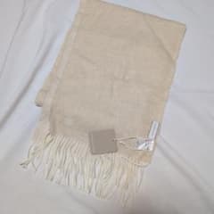 NATURAL BASIC カシミヤ マフラー　ベージュ　雪の結晶柄のサムネイル