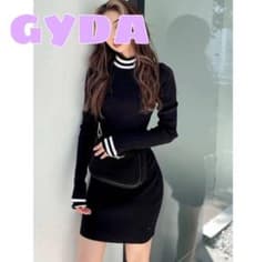 GYDA リブニットワンピース ブラックのサムネイル