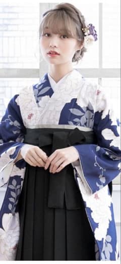 創美苑 袴4点セット 髪飾り パール重ね襟 花の袴飾り付き 2尺4寸（91cm 