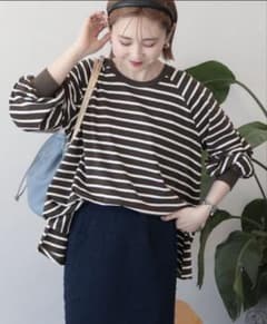 AMERICAN HOLIC フレアラグランボーダーロンT ブラウンのサムネイル