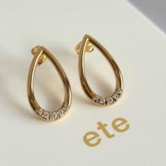 未使用✨️ ete ビジュー 月形 ピアス イエローゴールド 925 k18 