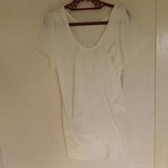 シフォン白Tシャツ　長め丈のサムネイル