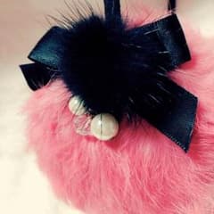 新品イヤーマフ❤サーモンピンク❤ファーリボン付きのサムネイル