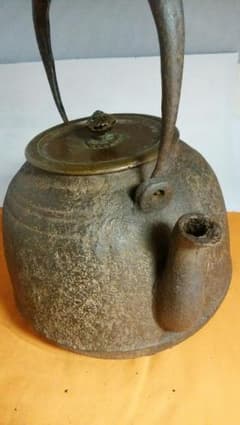 龍文堂煎茶形専徳銅蓋銅透かし掴み砂鉄硬鉄保有岩肌古作鉄瓶のサムネイル