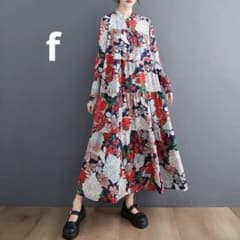 モード　総柄　花柄　個性派　ボタニカル　ワンピース　ティアード　シャツワンピ　赤のサムネイル