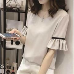グレー フリル シフォントップスのサムネイル