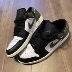 極美品 NIKE AIR JORDAN 1 LOW カーキ ブラック スニーカーのサムネイル