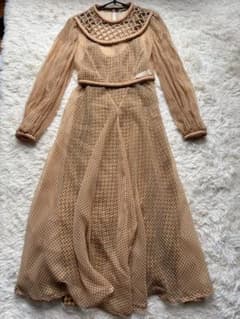 極美品 FENDI フェンディ シフォンチェック ロングワンピース サイズ40