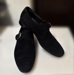 FERRANTE フェランテ スエード シングルモンクストラップ 黒5 1/2 