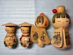 木製こけし人形 4体セット - メルカリ