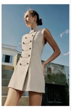 ZARA リネントグルボタンミニワンピース M 新品未使用 - メルカリ