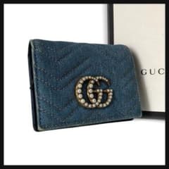 グッチ 財布 コンパクトウォレット GGマーモント インディゴデニム