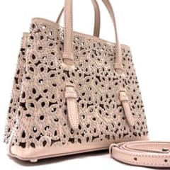 極美品】ALAiA ミナ20 2way スタッズ ハンドバッグ ピンクベージュ 