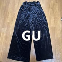GU ベロアパンツ　黒のサムネイル