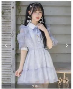 ROJITA 花柄半袖ミニワンピース 水色 ブルー 量産系 - メルカリ