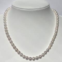 照り良✨干渉色◎上品6.5mmあこや本真珠 パールネックレス SV刻印 冠婚