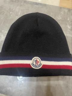 MONCLER ニット帽 ビーニー ブラック - メルカリ