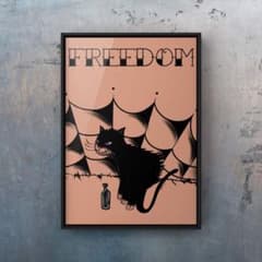 ☆A4フレーム付き☆オリジナル アートポスター CAT タトゥー 猫