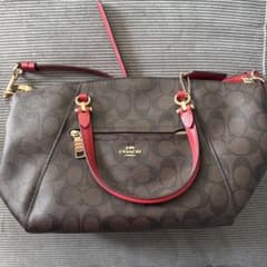 COACH ロゴプリント ショルダーバッグ ブラウン/レッドのサムネイル