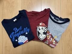 【120㎝】長袖カットソー 3点セット ネイビー バーガンディ グレーのサムネイル