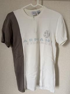 ARMANI EXCHANGE ハーフジップ Tシャツ ホワイト ブラウン Sのサムネイル